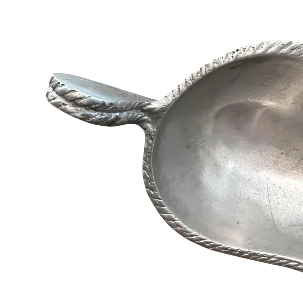 Vintage Pewter Gravy‎ Boat Bow